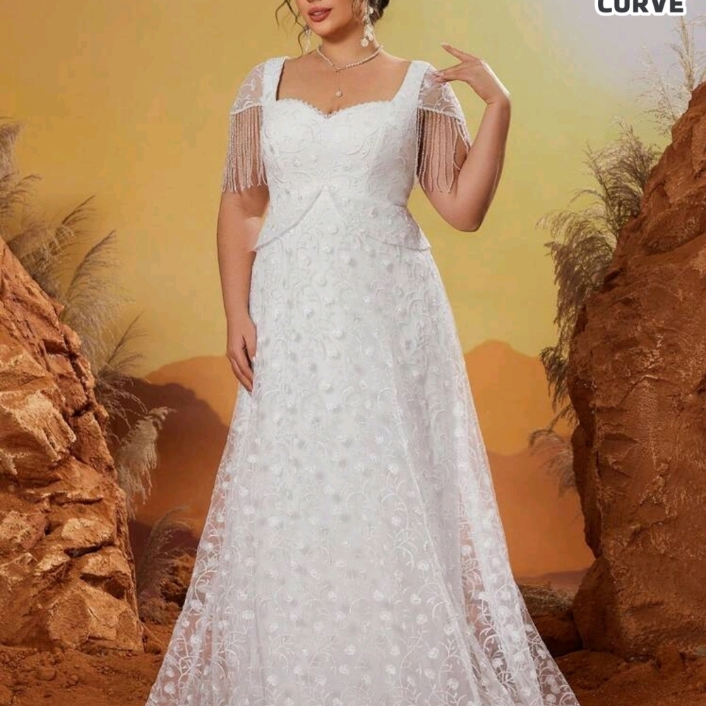 Elegant White Lace Wedding Dress - Picture 5 of 6